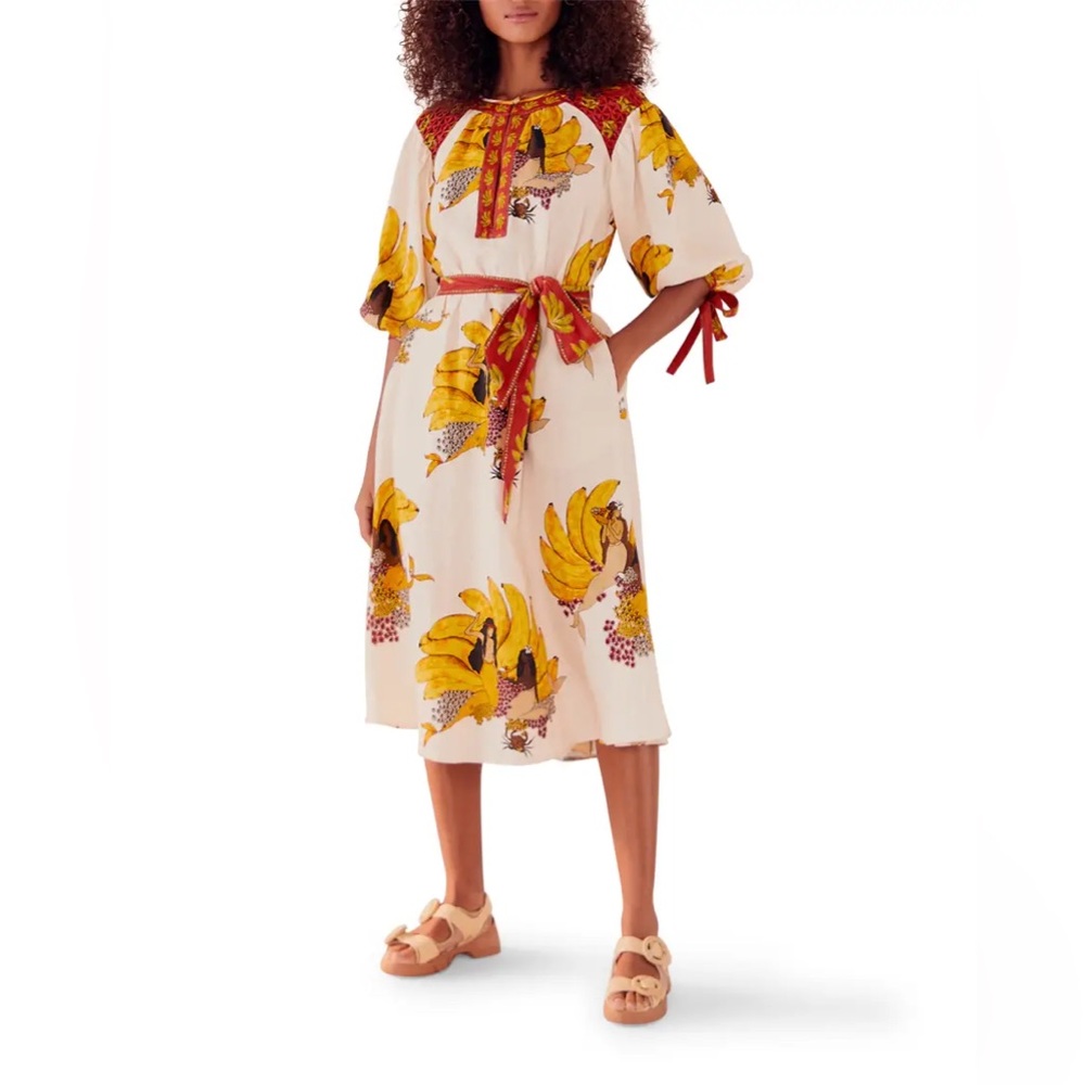NWT Farm Rio Off White Mermaid Dress Midi Length - Picture 4 of 12